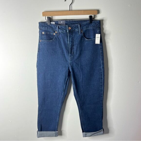 GAP Blue Vintage Slim Sky High Rise Jeans with Cuffed Hem size 12 - Picture 1 of 9